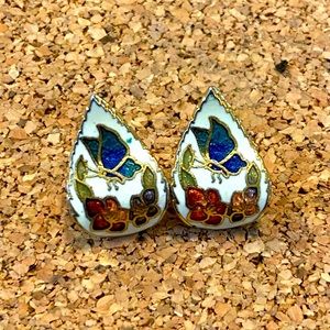 Vintage enamel gold butterfly earrings
